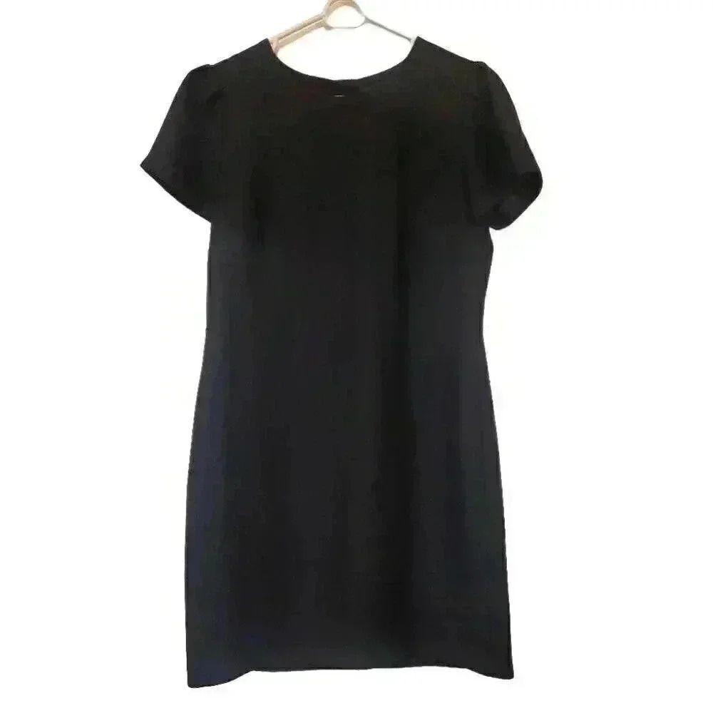 Banana Republic Women's Black Polyester Pleated Sleeve Sheath Dress - Picture 3 of 12